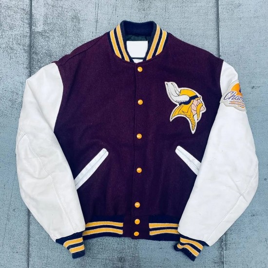 1980’s Minnesota Vikings NFC Champs Patch Varsity Jacket 1980’s Minnesota Vikings NFC Champs Patch Varsity Jacket