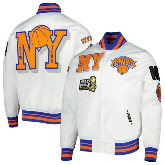 2x Finals Champions Mash Up New York Knicks White Jacket 2x Finals Champions Mash Up New York Knicks White Jacket