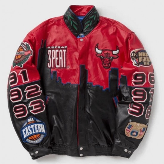 3 Peat Chicago Bulls Leather Jacket 3 Peat Chicago Bulls Leather Jacket