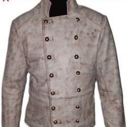 310 To Yuma Charlie Prince, Distressed White Real Leather Coat