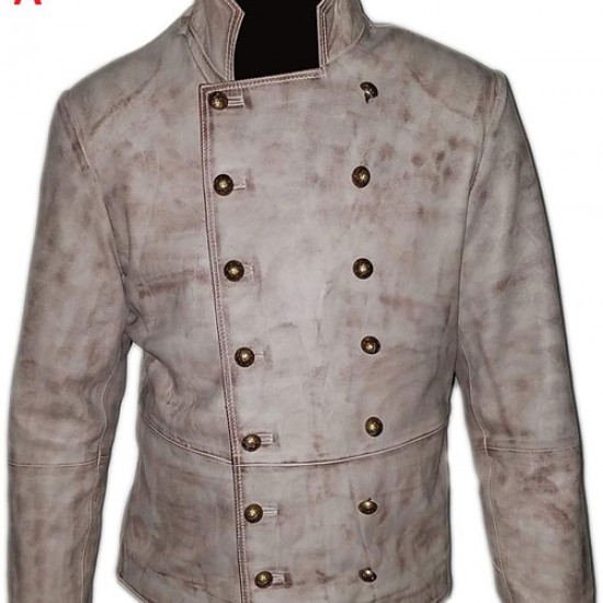 310 To Yuma Charlie Prince, Distressed White Real Leather Coat 310 To Yuma Charlie Prince, Distressed White Real Leather Coat
