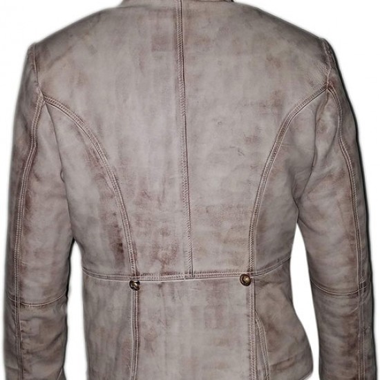 310 To Yuma Charlie Prince, Distressed White Real Leather Coat