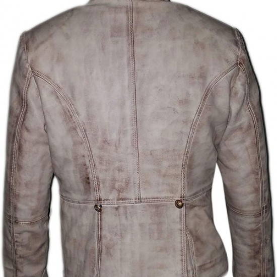 310 To Yuma Charlie Prince, Distressed White Real Leather Coat 310 To Yuma Charlie Prince, Distressed White Real Leather Coat