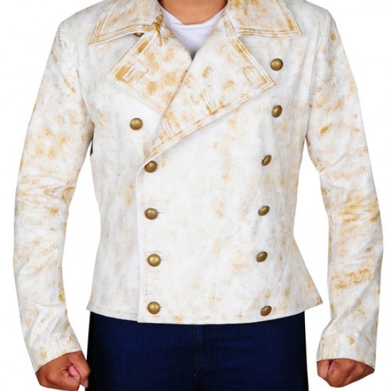 310 To Yuma Charlie Prince, Distressed White Real Leather Coat 310 To Yuma Charlie Prince, Distressed White Real Leather Coat
