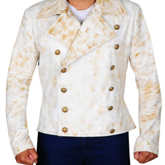 310 To Yuma Charlie Prince, Distressed White Real Leather Coat