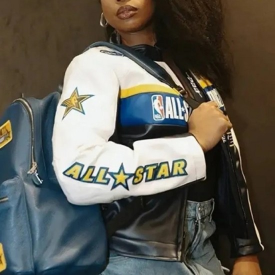 73rd NBA All Star Game 2024 Jennifer Hudson Eggshell White Leather Jacket 73rd NBA All Star Game 2024 Jennifer Hudson Eggshell White Leather Jacket