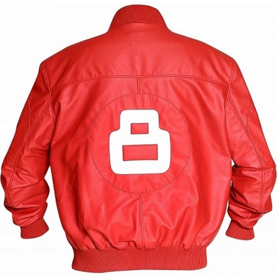 8 Ball Red Biker Leather Jacket