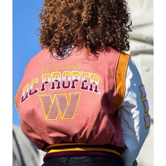 90th Anniversary Washington Commanders DC Pink Varsity Jacket