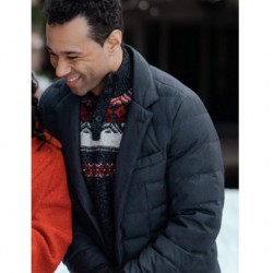 A Christmas Dance Reunion Corbin Bleu Black Puffer Jacket
