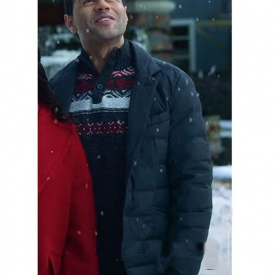 A Christmas Dance Reunion Corbin Bleu Black Puffer Jacket