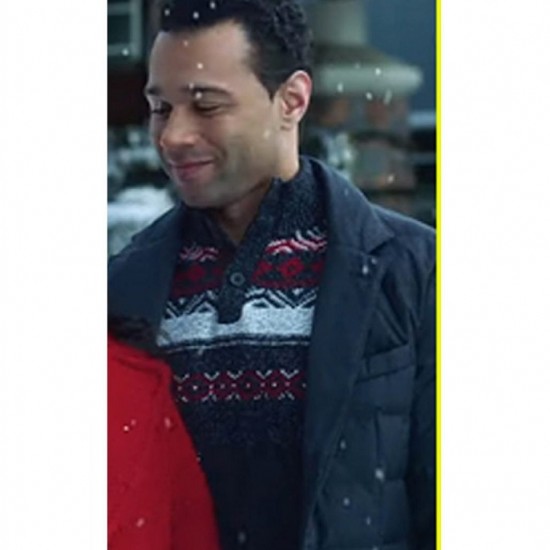 A Christmas Dance Reunion Corbin Bleu Black Puffer Jacket