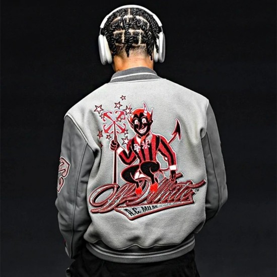 AC Milan Grey Varsity Jacket AC Milan Grey Varsity Jacket