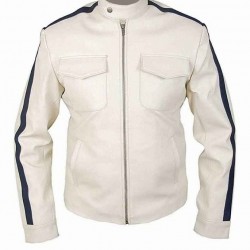 Aaron Paul Tobey Marshall Need For Speed White Leather Jacket