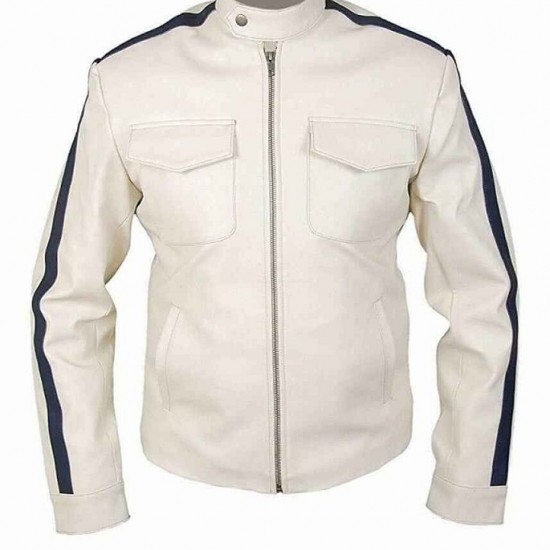 Aaron Paul Tobey Marshall Need For Speed White Leather Jacket