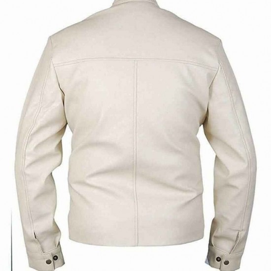 Aaron Paul Tobey Marshall Need For Speed White Leather Jacket