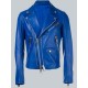 Adam Lambert Blue Leather Jacket