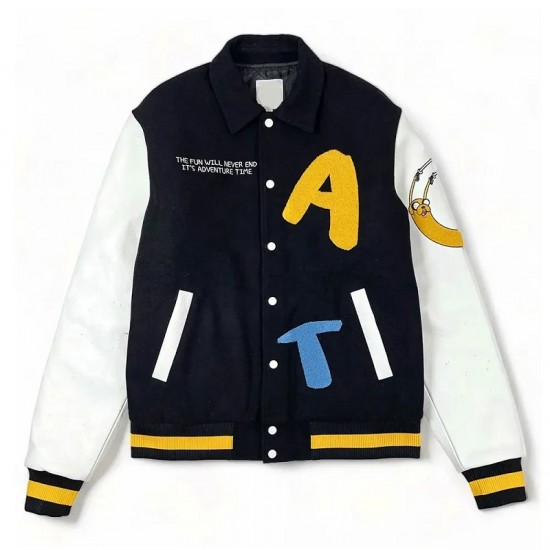 Adventure Time Black and White Varsity Jacket Adventure Time Black and White Varsity Jacket