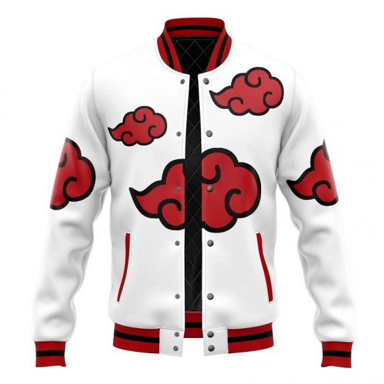 Akatsuki White Pattern Naruto Varsity Jacket Akatsuki White Pattern Naruto Varsity Jacket