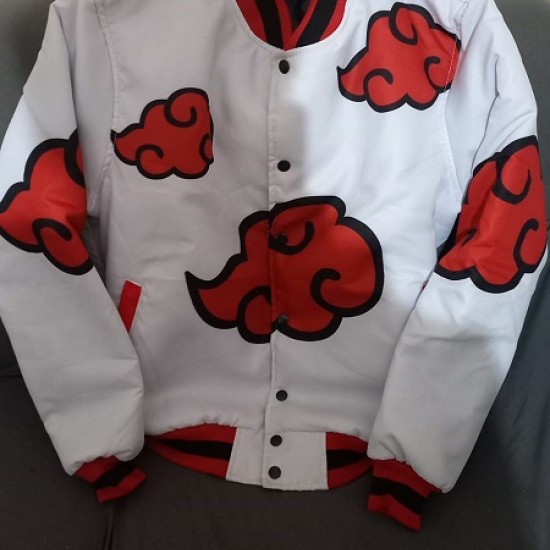 Akatsuki White Pattern Naruto Varsity Jacket Akatsuki White Pattern Naruto Varsity Jacket