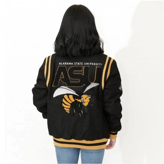 Alabama State University Unisex Black Varsity Jacket