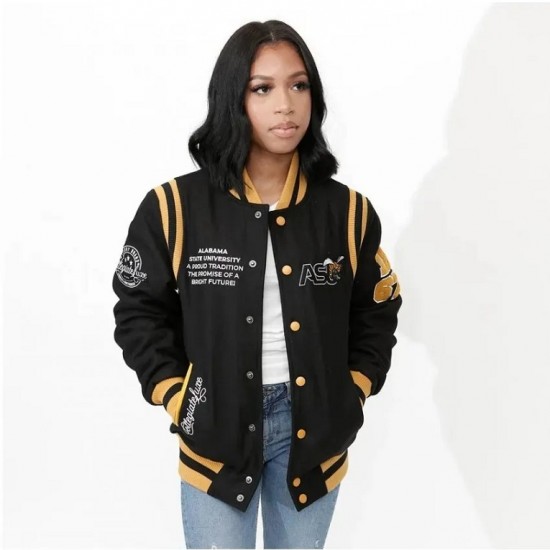 Alabama State University Unisex Black Varsity Jacket