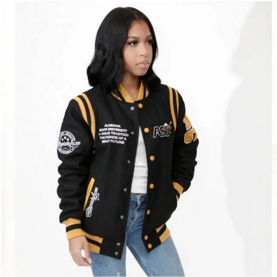 Alabama State University Unisex Black Varsity Jacket