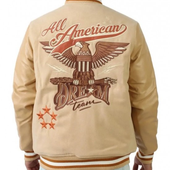 All American Dream Team Superstar Beige Varsity Jacket All American Dream Team Superstar Beige Varsity Jacket