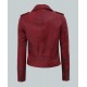 Amber Womens Moto Maroon Asymmetrical Leather Jacket