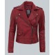 Amber Womens Moto Maroon Asymmetrical Leather Jacket