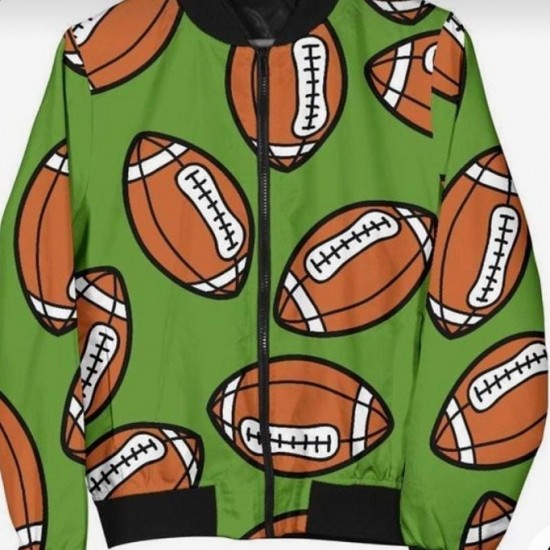 American Football Ball Pattern Mens Bomber Jacket