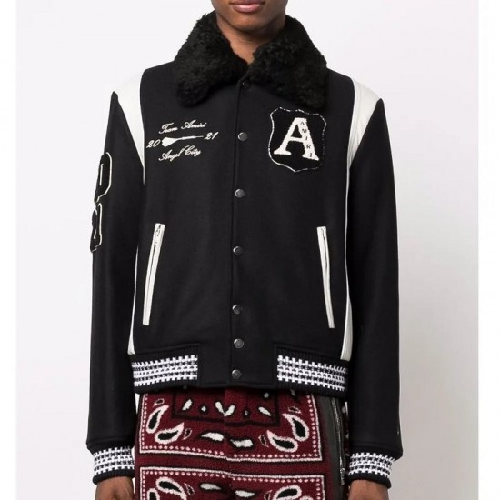 Amiri Always on Point Black Wool Varsity Jacket Amiri Always on Point Black Wool Varsity Jacket