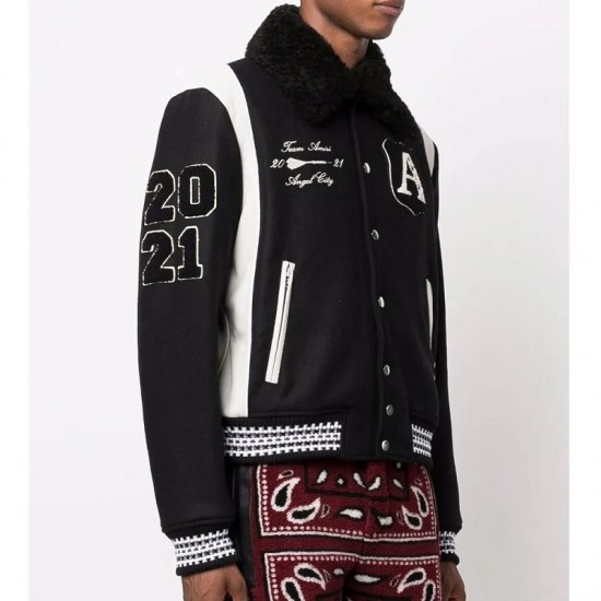 Amiri Always on Point Black Wool Varsity Jacket Amiri Always on Point Black Wool Varsity Jacket