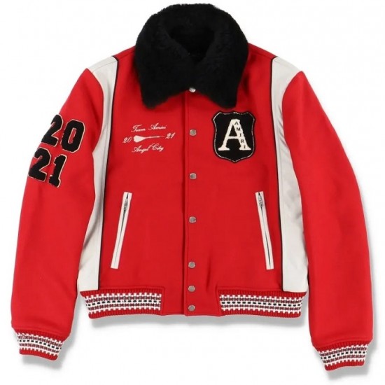 Amiri Always on Point Red Wool Varsity Jacket