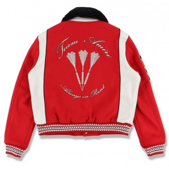 Amiri Always on Point Red Wool Varsity Jacket