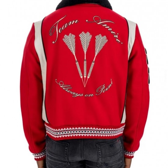 Amiri Always on Point Red Wool Varsity Jacket