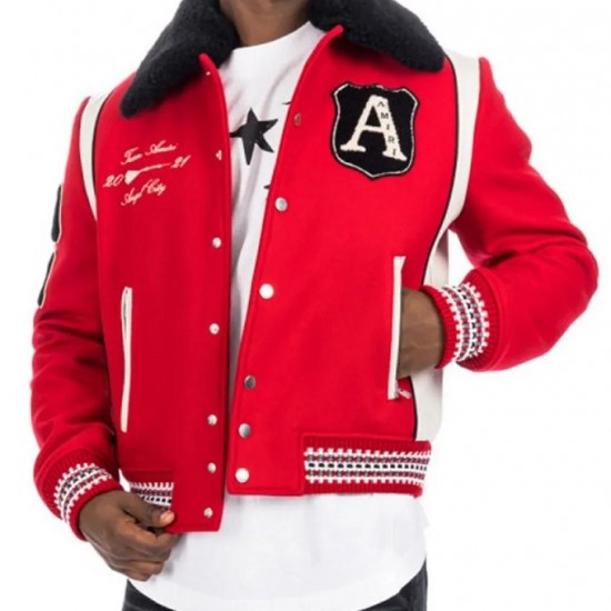 Amiri Always on Point Red Wool Varsity Jacket