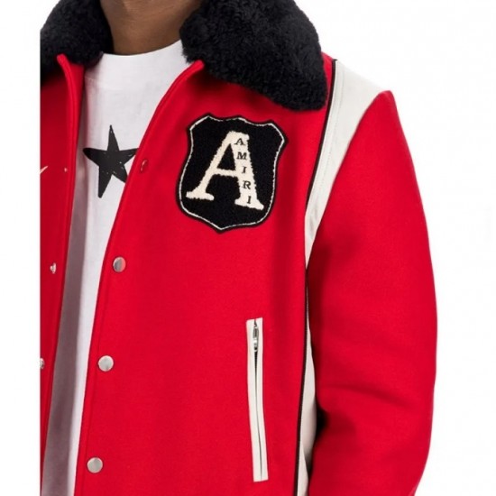 Amiri Always on Point Red Wool Varsity Jacket