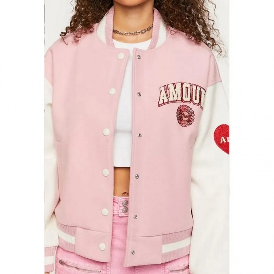 Amour Paris Pink Varsity Jacket