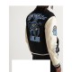 Mens Appliqued Wool Blend Felt and Leather Varsity Bomber Jacket Mens Appliqued Wool Blend Felt and Leather Varsity Bomber Jacket