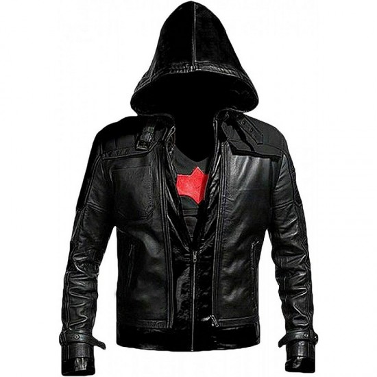Red Hooded Bat Style Arkham Knight Vest and Jacket 2 in 1 - Premium Quality Red Hooded Bat Style Arkham Knight Vest and Jacket 2 in 1 - Premium Quality
