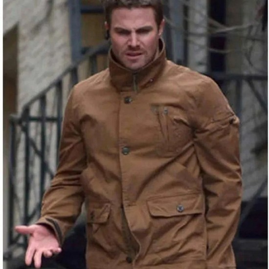 Stephen Amell Arrow Season 2 Brown Cotton Jacket Stephen Amell Arrow Season 2 Brown Cotton Jacket