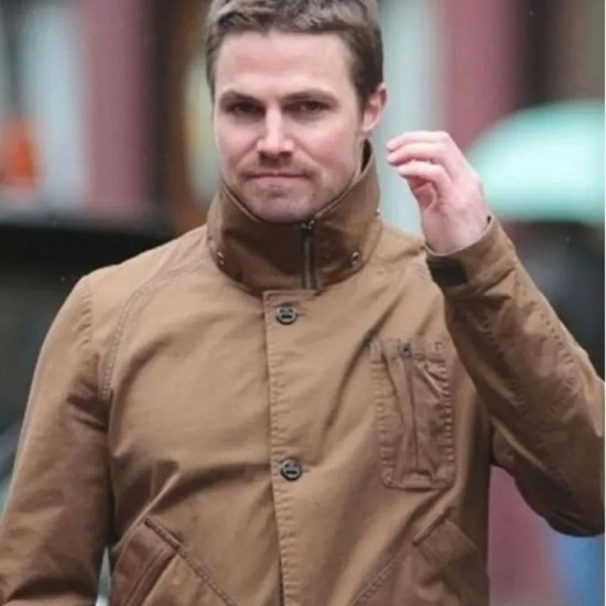 Stephen Amell Arrow Season 2 Brown Cotton Jacket Stephen Amell Arrow Season 2 Brown Cotton Jacket