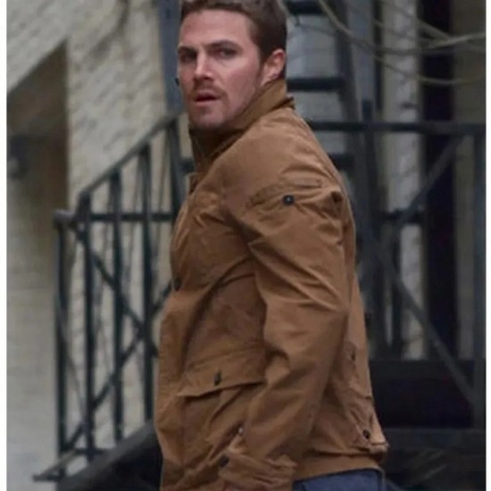 Stephen Amell Arrow Season 2 Brown Cotton Jacket Stephen Amell Arrow Season 2 Brown Cotton Jacket