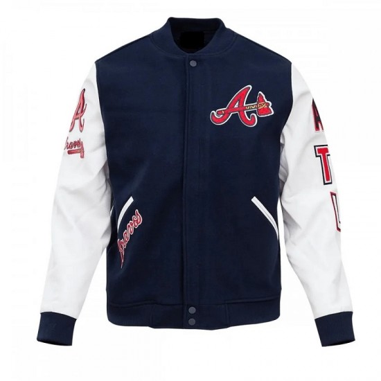 Atlanta Braves Classic Navy Blue Wool Varsity Jacket Atlanta Braves Classic Navy Blue Wool Varsity Jacket