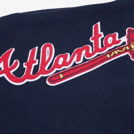 Atlanta Braves Classic Navy Blue Wool Varsity Jacket