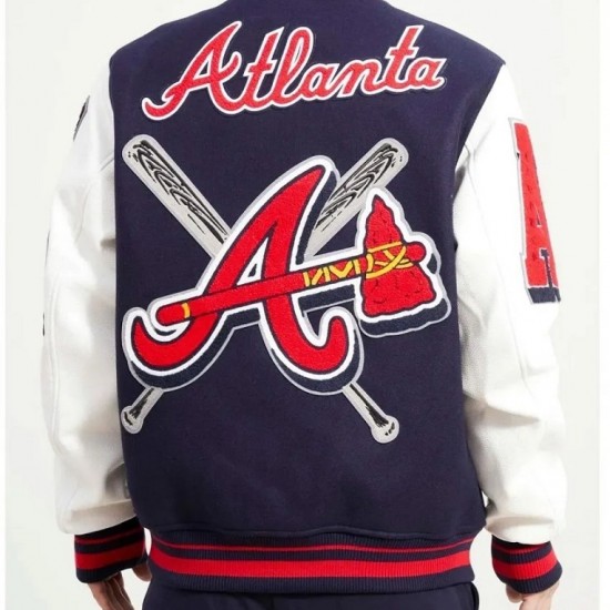 Atlanta Braves Mash Up Navy and White Varsity Jacket