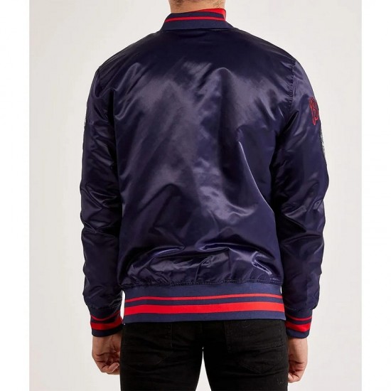 Atlanta Braves World Series Navy Varsity Satin Jacket Atlanta Braves World Series Navy Varsity Satin Jacket