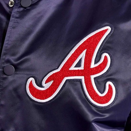 Atlanta Braves World Series Navy Varsity Satin Jacket Atlanta Braves World Series Navy Varsity Satin Jacket