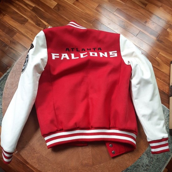 Atlanta Falcons White and Red Varsity Jacket