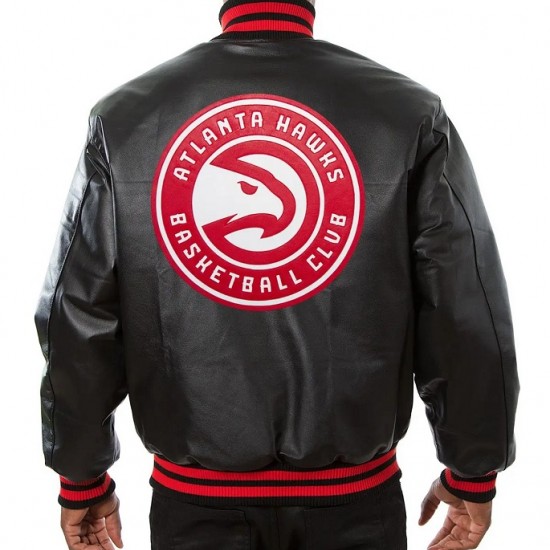 Atlanta Hawks Black Leather Varsity Jacket